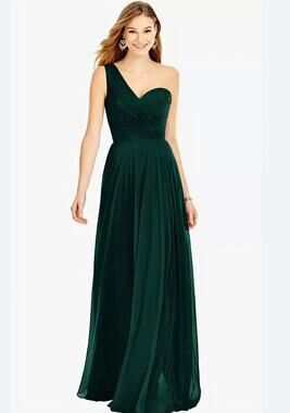 Thread Dessy TH025 Dani Evergreen One Shoulder Draped Chiffon Maxi Dress NWT 14